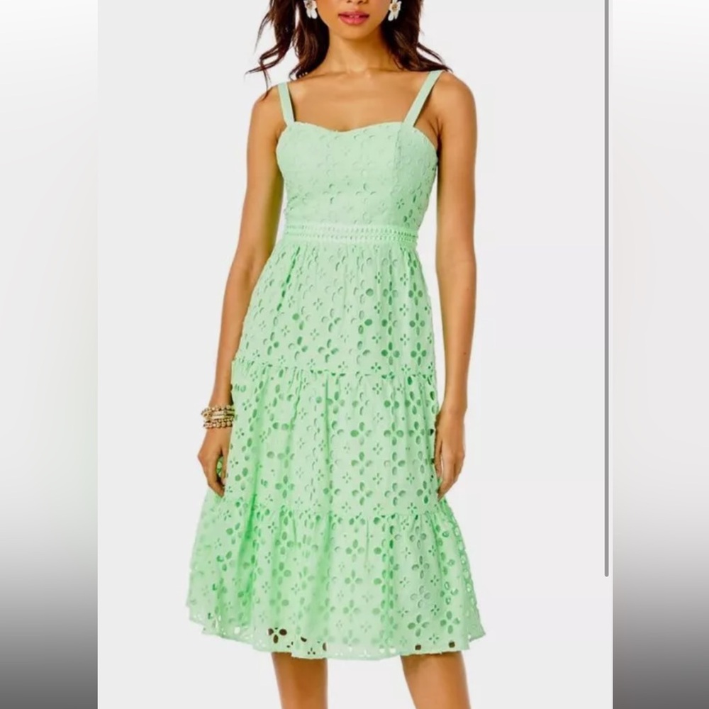 Lilly Pulitzer Majorie Eyelet Dress in Green - size 8
